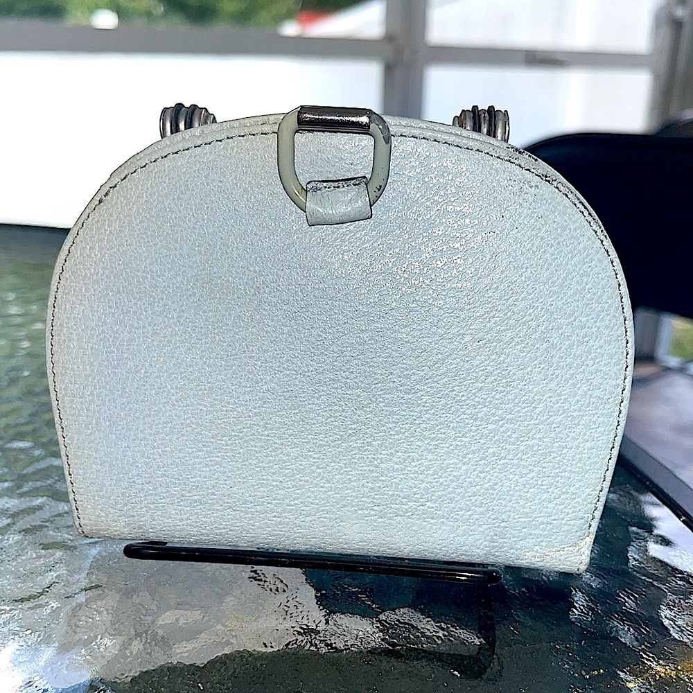 RARE Vintage GUCCI TWIN FOLDED WALLET NAVI LEATHER Light Blue Color